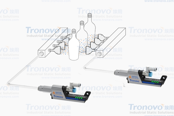 使用离子喷嘴进行瓶子除尘案例